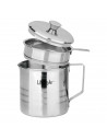 Tradineur - Grasera metálica de 10 cm de diámetro y 14,6 cm de altura, con filtro, asa y tapa. Aceitera con colador para conserv