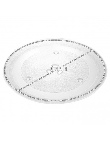 Tradineur - Plato para Microondas de vidrio - Fabricado en España - Distribución uniforme de calor - Ø 24,5 cm