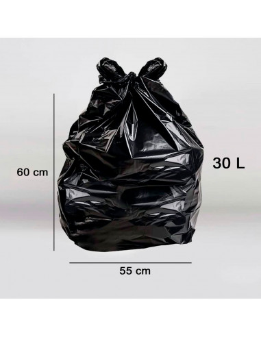 Tradineur - Pack de 15 bolsas de basura, plástico reciclado, resistentes y antigoteo, ecológicas, reciclables, cierre fácil, apt