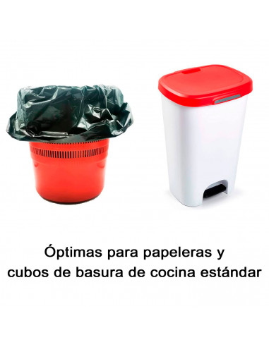 Tradineur - Pack de 15 bolsas de basura, plástico reciclado, resistentes y antigoteo, ecológicas, reciclables, cierre fácil, apt