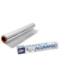Tradineur - Rollo de papel de aluminio para la cocina - Fabricado en España - Uso Alimentario - Longitud de 8 Metros
