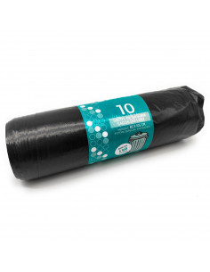 Tradineur - Pack de 10 bolsas de basura, galga 150, plástico reciclado, resistentes y antigoteo, ecológicas, reciclables, aptas