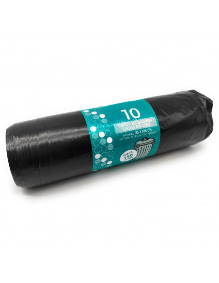 Tradineur - Pack de 10 bolsas de basura, galga 150, plástico reciclado, resistentes y antigoteo, ecológicas, reciclables, aptas