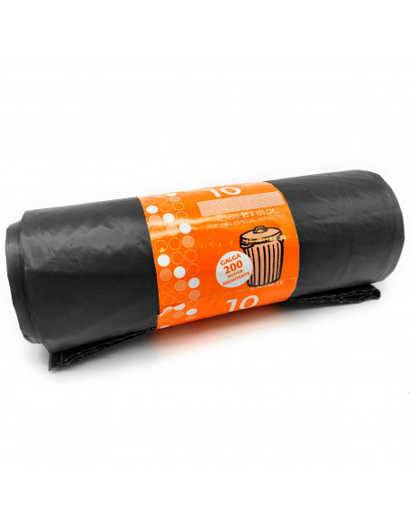 Tradineur - Pack de 10 bolsas de basura, galga 200, plástico reciclado, resistentes y antigoteo, ecológicas, reciclables, aptas