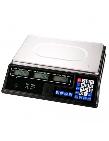 Tradineur - Báscula digital para cocina - Escala de frutas - Funciones Múltiples - Operaciones Cero, Tara - 40 kg Peso Max - 11