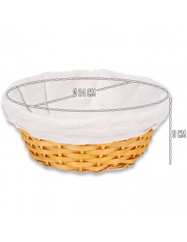 Tradineur - Panera de mimbre tejida a mano - Forma redonda - Funcional para tu propia cocina - Ø 24 x 9 cm - Color Marrón Anaran