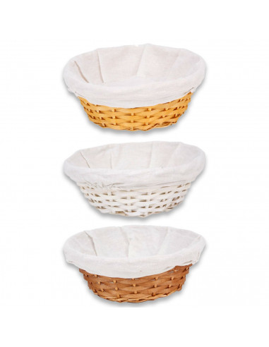 Tradineur - Panera de mimbre tejida a mano - Forma redonda - Funcional para tu propia cocina - Ø 24 x 9 cm - Color Marrón Anaran