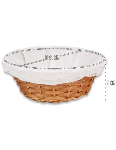 Tradineur - Panera de mimbre tejida a mano - Forma redonda - Funcional para tu propia cocina o un regalo - Ø 24 x 9 cm - Color M
