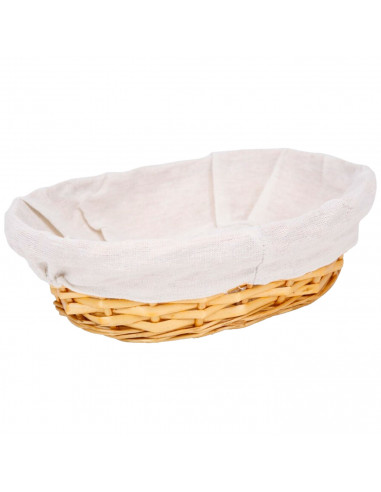 Tradineur - Panera de mimbre tejida a mano - Forma ovalada - Funcional para tu propia cocina o un regalo - 9 x 26 x 20 cm - Colo