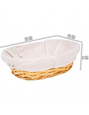 Tradineur - Panera de mimbre tejida a mano - Forma ovalada - Funcional para tu propia cocina o un regalo - 9 x 26 x 20 cm - Colo