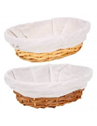 Tradineur - Panera de mimbre tejida a mano - Forma ovalada - Funcional para tu propia cocina o un regalo - 9 x 26 x 20 cm - Colo
