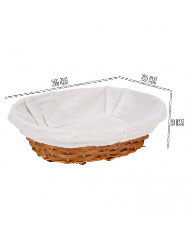 Tradineur - Panera de mimbre tejida a mano - Forma ovalada - Funcional para tu propia cocina - 9 x 30 x 26 cm - Color Marrón