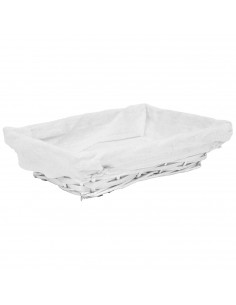 Tradineur - Panera de mimbre tejida a mano - Forma Rectangular - Funcional para tu propia cocina - 8 x 30 x 21 cm - Color Blanco