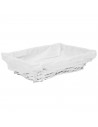 Tradineur - Panera de mimbre tejida a mano - Forma Rectangular - Funcional para tu propia cocina - 8 x 30 x 21 cm - Color Blanco