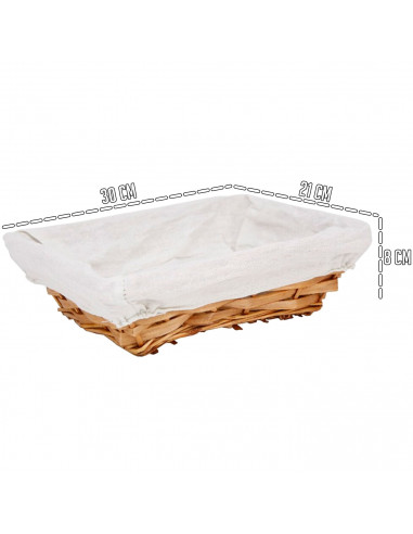 Tradineur - Panera de mimbre tejida a mano - Forma Rectangular - Funcional para tu propia cocina - 8 x 30 x 21 cm - Color Marrón