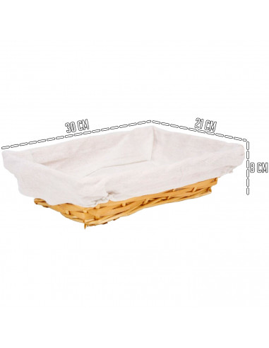 Tradineur - Panera de mimbre tejida a mano - Forma Rectangular - Funcional para tu propia cocina - 8 x 30 x 21 cm - Color Marrón