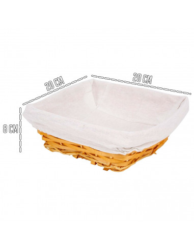 Tradineur - Panera de mimbre tejida a mano - Forma Cuadrada - Funcional para tu propia cocina - 8 x 20 x 20 cm - Color marrón an