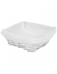 Tradineur - Panera de mimbre tejida a mano - Forma Cuadrada - Funcional para tu propia cocina - 9 x 24 x 24 cm - Color Blanco