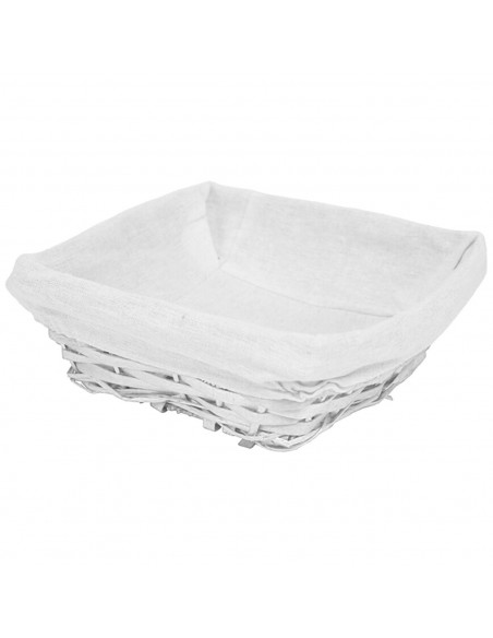 Tradineur - Panera de mimbre tejida a mano - Forma Cuadrada - Funcional para tu propia cocina - 9 x 24 x 24 cm - Color Blanco