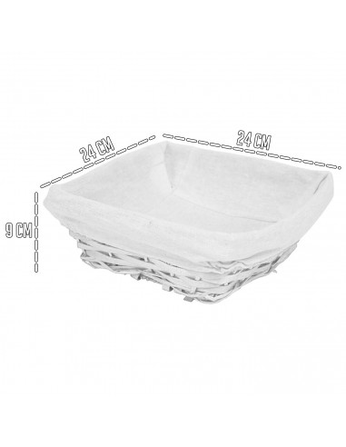 Tradineur - Panera de mimbre tejida a mano - Forma Cuadrada - Funcional para tu propia cocina - 9 x 24 x 24 cm - Color Blanco