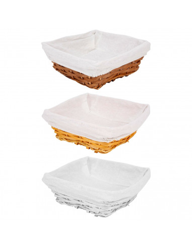 Tradineur - Panera de mimbre tejida a mano - Forma Cuadrada - Funcional para tu propia cocina - 9 x 24 x 24 cm - Color Blanco