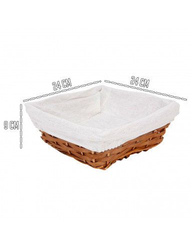 Tradineur - Panera de mimbre tejida a mano - Forma Cuadrada - Funcional para tu propia cocina - 9 x 24 x 24 cm - Color Marrón