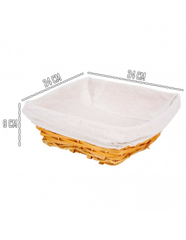 Tradineur - Panera de mimbre tejida a mano - Forma Cuadrada - Funcional para tu propia cocina - 9 x 24 x 24 cm - Color Marrón An