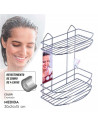 Tradineur - Estantería de baño de metal cromado, 2 niveles, organizador de productos de aseo, higiene para colgar, pared, ducha,