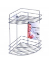 Tradineur - Estantería de baño de metal cromado, 2 baldas, esquinera, organizador de productos de aseo, higiene para colgar, par