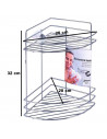 Tradineur - Estantería de baño de metal cromado, 2 baldas, esquinera, organizador de productos de aseo, higiene para colgar, par