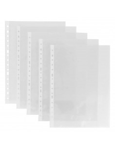 Tradineur - Pack de 10 fundas de plástico transparente A4, multitaladro, 16 agujeros, ordenar y clasificar apuntes, documentos,