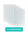 Tradineur - Pack de 10 fundas de plástico transparente A4, multitaladro, 16 agujeros, ordenar y clasificar apuntes, documentos,