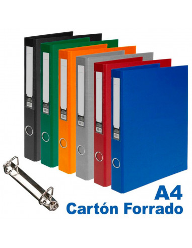 Tradineur - Archivador A-Z de palanca con 2 anillas, tamaño A4, cartón duro, lomo de 7,5 cm de ancho, oficina (Negro, 34,5 x 28,