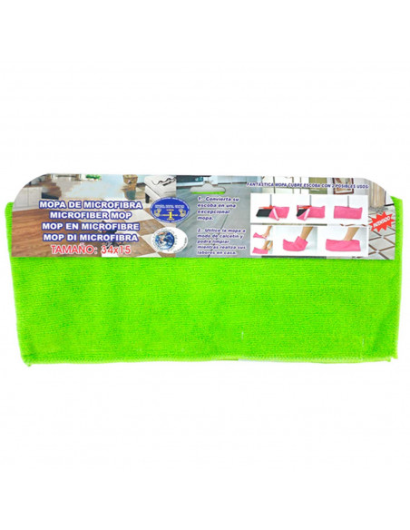 Tradineur - Mopa de microfibra cubre escoba, 80% poliéster + 20% poliamida, multiusos, lavable, limpieza del hogar, suelos, bald