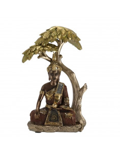 Figura de buda bajo árbol de resina 25 x 16 x 8 cm, estatua decorativa buda sentado, decoración zen para interior