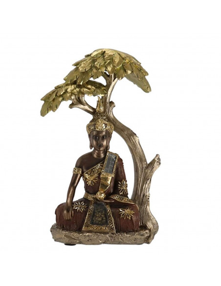 Figura de buda bajo árbol de resina 25 x 16 x 8 cm, estatua decorativa buda sentado, decoración zen para interior