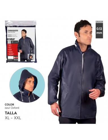 Tradineur - Chubasquero con capucha - Fabricado al 100% poliéster - Costura termoselladas - Talla XL, XXL - Color Azul Oscuro