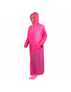 Tradineur - Chubasquero con capucha - Fabricado al 100% poliéster - Costura termoselladas - Talla M, L - Color Rosa