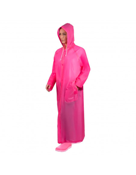 Tradineur - Chubasquero con capucha - Fabricado al 100% poliéster - Costura termoselladas - Talla M, L - Color Rosa