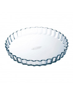 Ô Cuisine - Molde de vidrio rizado para tarta 1,3 litros, fuente de vidrio, 27 x 3,5 cm