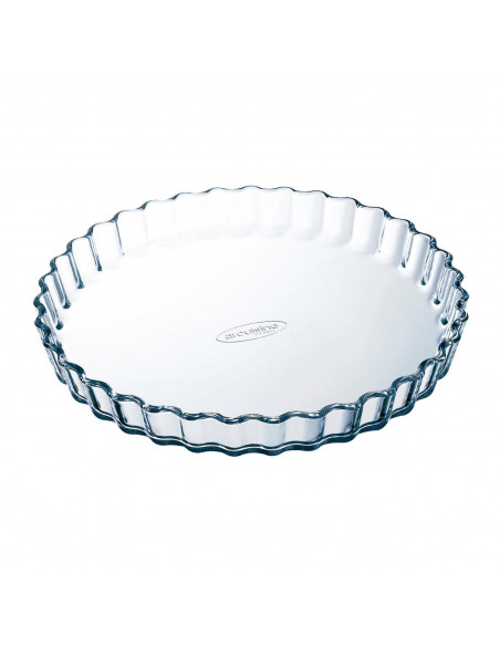 Ô Cuisine - Molde de vidrio rizado para tarta 1,3 litros, fuente de vidrio, 27 x 3,5 cm