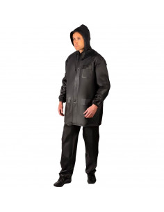 Tradineur - Chubasquero de 2 piezas con capucha - Fabricado al 100% poliéster - Costura termoselladas - Talla XL, XXL - Color Ne