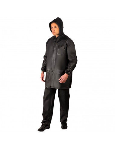 Tradineur - Chubasquero de 2 piezas con capucha - Fabricado al 100% poliéster - Costura termoselladas - Talla XL, XXL - Color Ne