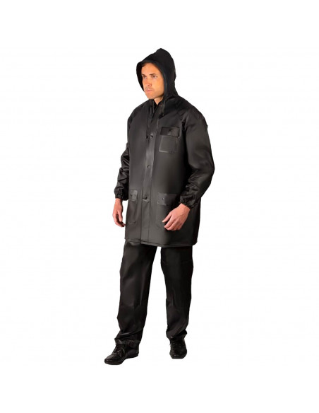 Tradineur - Chubasquero de 2 piezas con capucha - Fabricado al 100% poliéster - Costura termoselladas - Talla XL, XXL - Color Ne