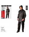 Tradineur - Chubasquero de 2 piezas con capucha - Fabricado al 100% poliéster - Costura termoselladas - Talla XL, XXL - Color Ne