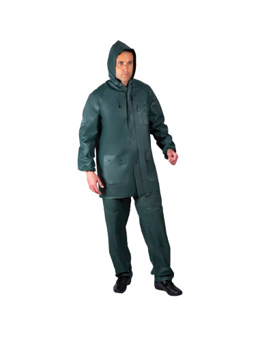 Tradineur - Chubasquero de 2 piezas con capucha - Fabricado al 100% poliéster - Costura termoselladas - Talla XL, XXL - Color Ve