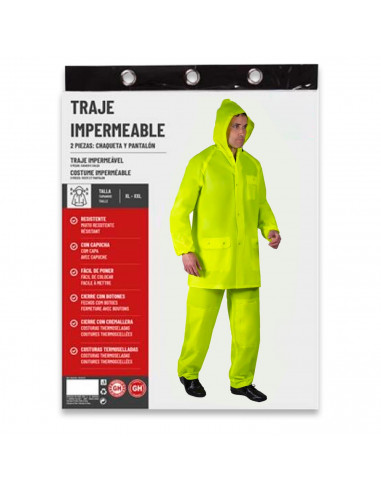 Tradineur - Chubasquero de 2 piezas con capucha - Fabricado al 100% poliéster - Costura termoselladas - Talla XL, XXL - Color Am