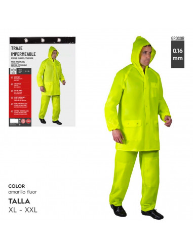 Tradineur - Chubasquero de 2 piezas con capucha - Fabricado al 100% poliéster - Costura termoselladas - Talla XL, XXL - Color Am