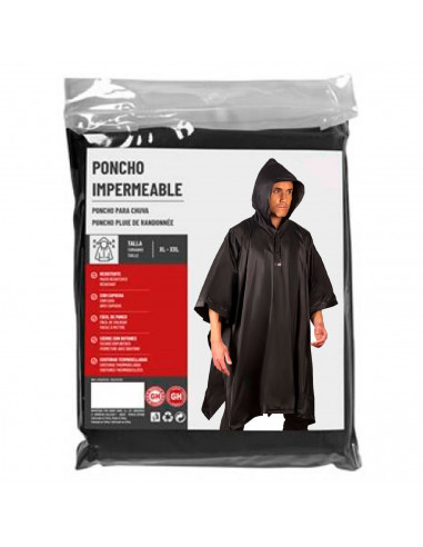 Tradineur - Poncho de moto impermeable con capucha - Fabricado al 100% poliéster - Costura termoselladas - Talla XL, XXL - Color