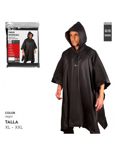 Tradineur - Poncho de moto impermeable con capucha - Fabricado al 100% poliéster - Costura termoselladas - Talla XL, XXL - Color